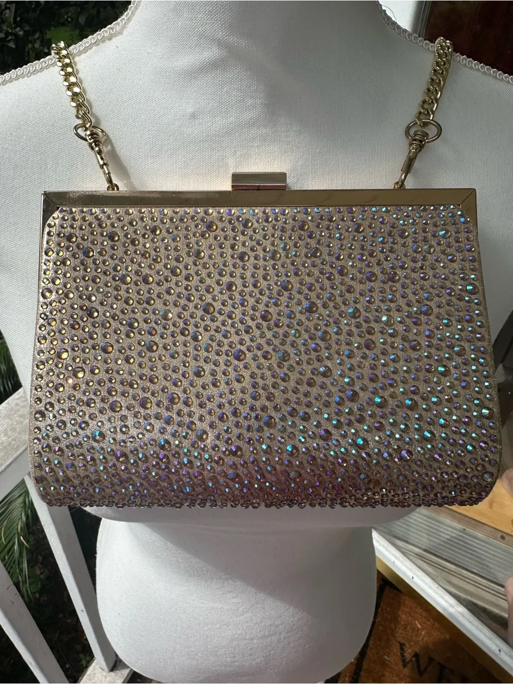 Crystal Embellished Gold Evening Clutch